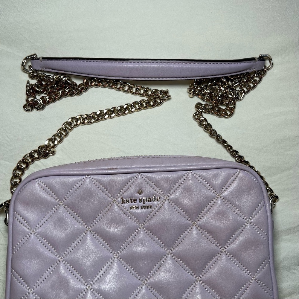 Kate Spade Carey Mini Quilted Crossbody Purse Chain Strap - Lilac / Light Purple - Picture 5 of 16